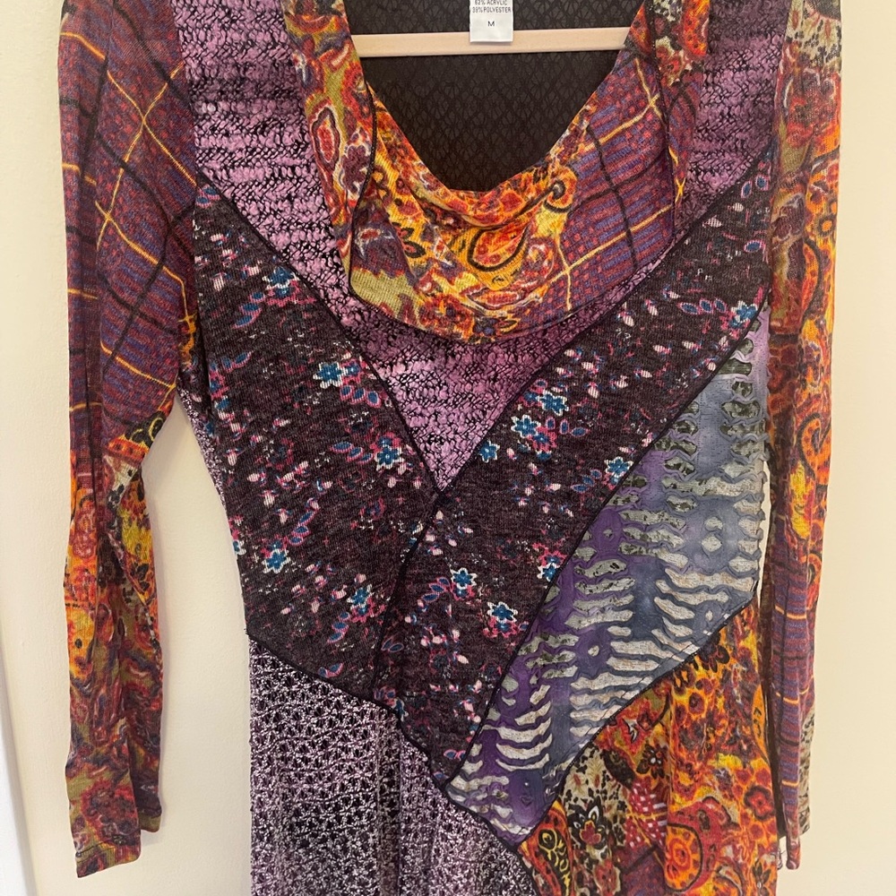 Multicolor Patchwork Long Sleeve Dress